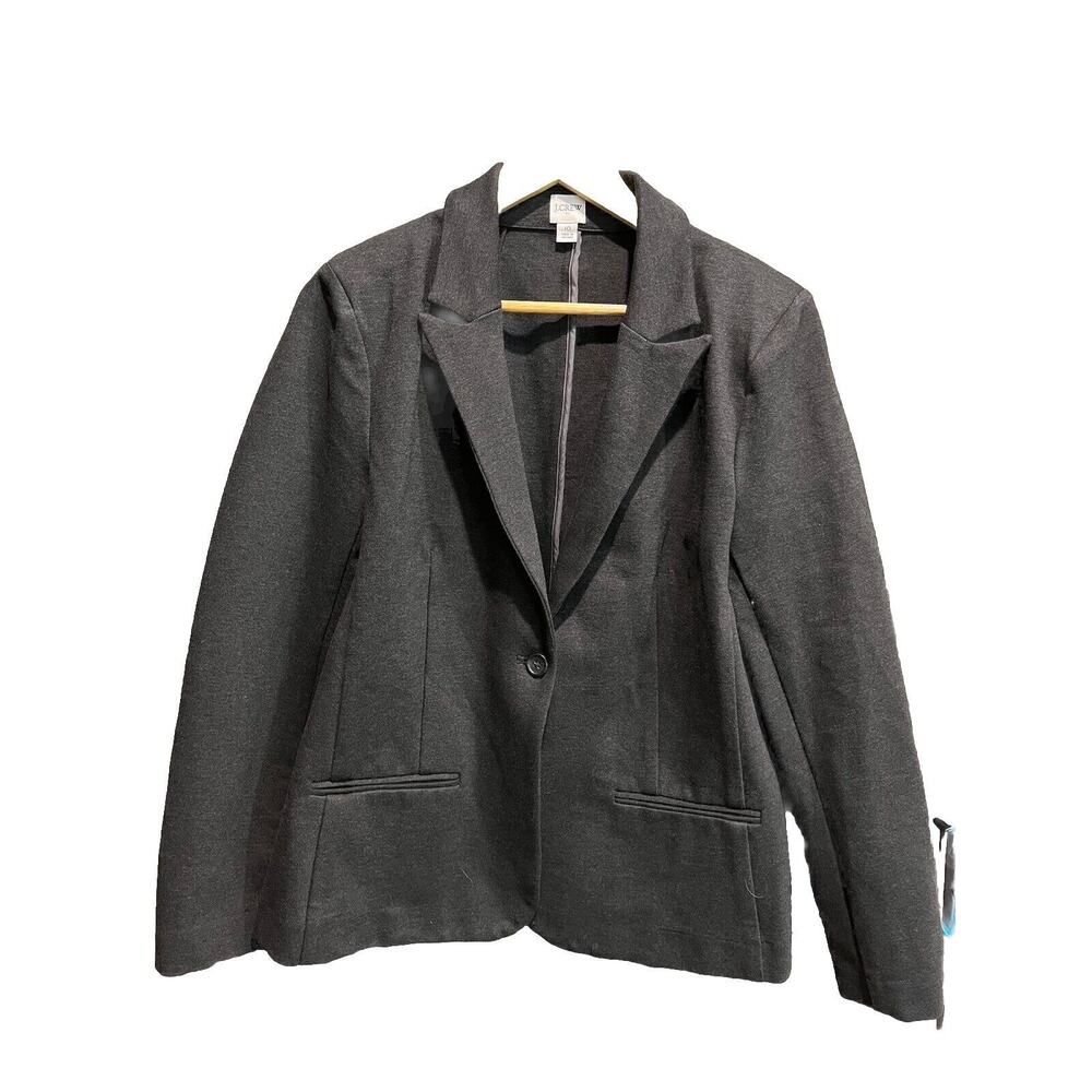 J.Crew Dark‎ Gray Women's Blazer Ponte Work Blazer Knit Stretch Jacket Size 10